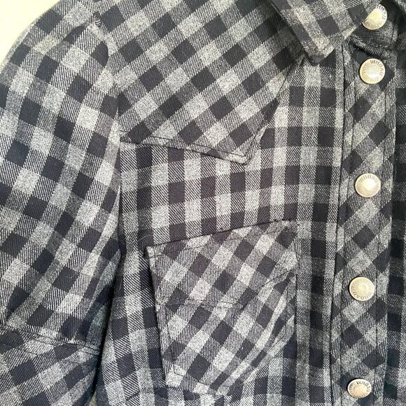 WHO A.U. Vintage Gray & Black Plaid Western-style Mini Dress with Snap Buttons - Picture 3 of 9